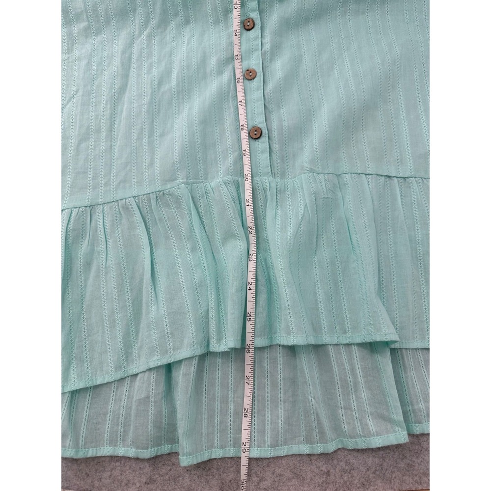 Kaktus Cotton Peplum Top Turquoise Blue Button Front Bell Sleeves Women's 3X NWT - Picture 8 of 13